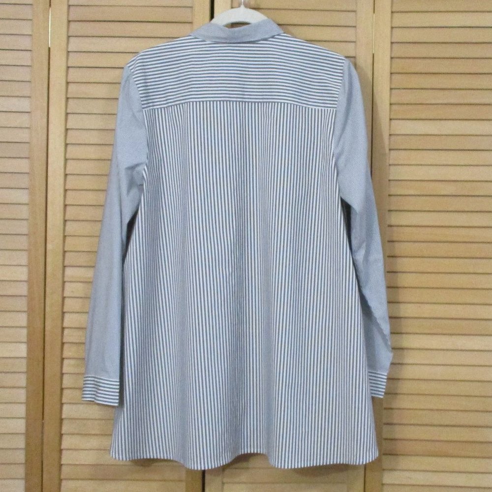 J. Jill Gray & White Striped Tunic Shirt M - Picture 4 of 5